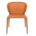 Hola Orange Leather Armrest Dining Stoler